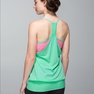 Lululemon No Limits Pink/Green Athletic Top size 4